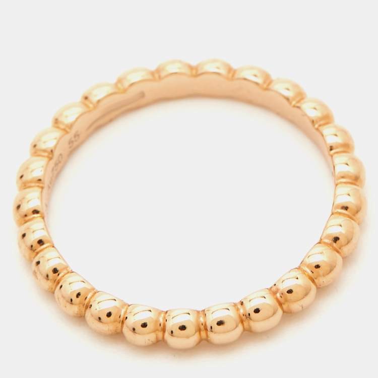 Pre Owned Van Cleef & Arpels Perlée 18k Rose Gold Medium Model Ring Size 55