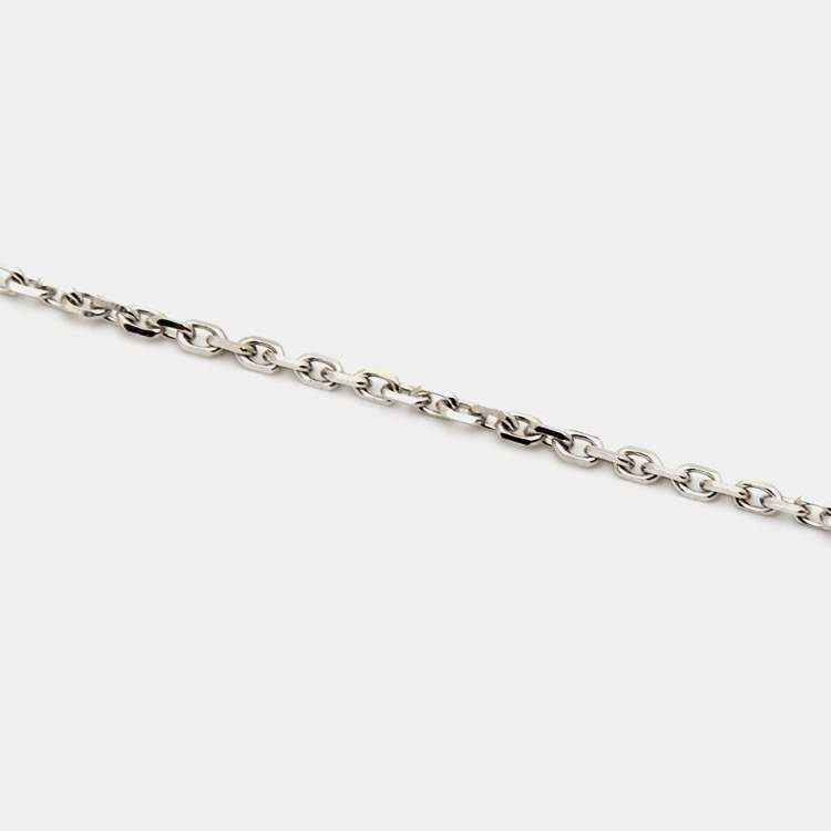 Pre Owned Van Cleef & Arpels Vintage Alhambra Chalcedony 18k White Gold Pendant Necklace