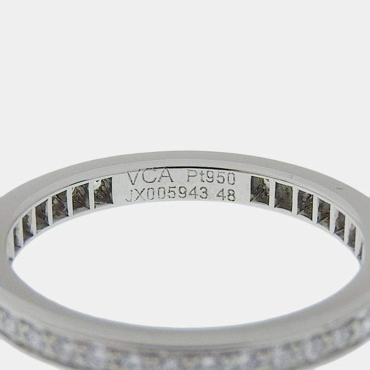 Pre Owned Van Cleef & Arpels Platinum and Diamond Full Eternity Band Ring EU 48