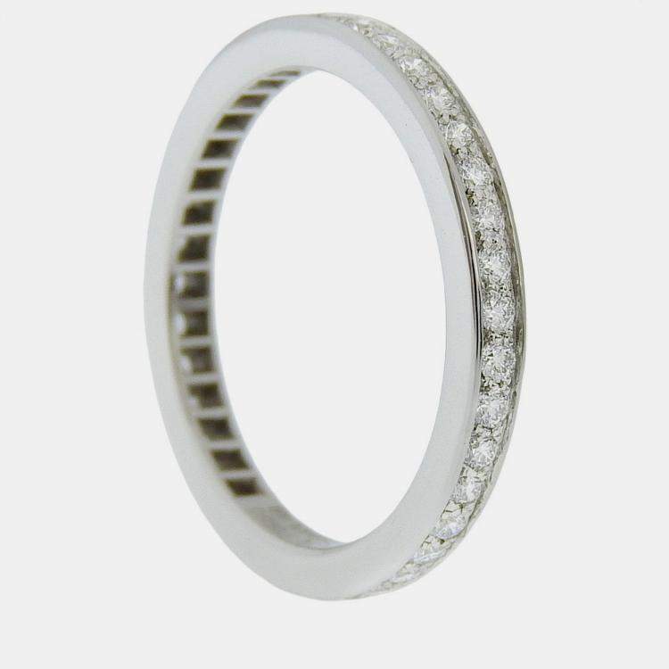 Pre Owned Van Cleef & Arpels Platinum and Diamond Full Eternity Band Ring EU 48