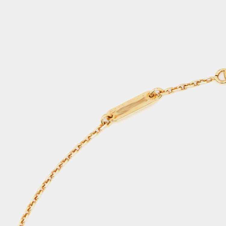 Pre Owned Van Cleef & Arpels Vintage Alhambra Mother of Pearl 18k Yellow Gold Pendant Necklace