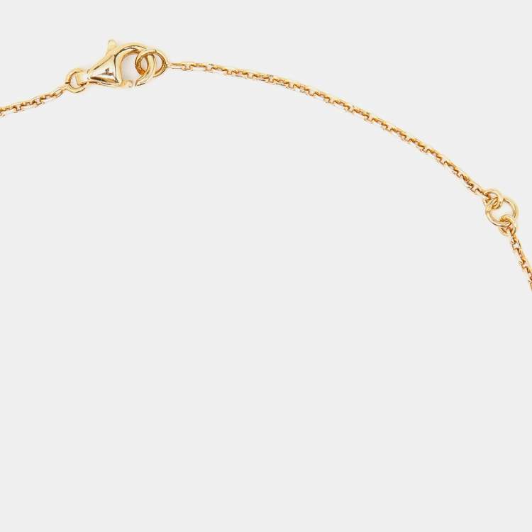 Pre Owned Van Cleef & Arpels Vintage Alhambra Mother of Pearl 18k Yellow Gold Pendant Necklace