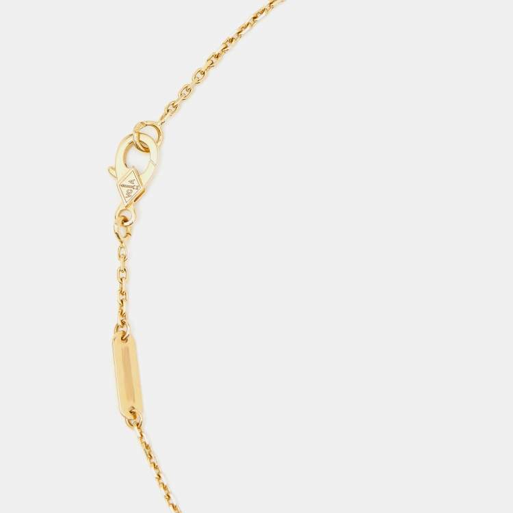 Pre Owned Van Cleef & Arpels Vintage Alhambra Carnelian 18k Yellow Gold Necklace