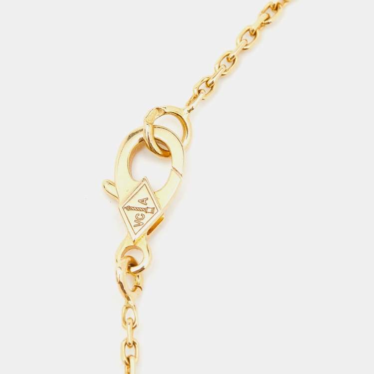 Pre Owned Van Cleef & Arpels Vintage Alhambra Carnelian 18k Yellow Gold Necklace