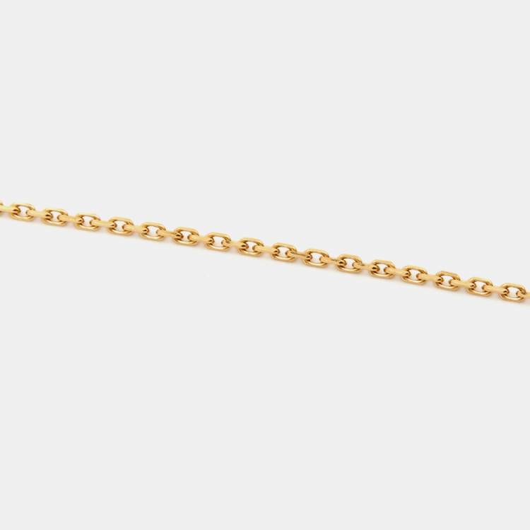 Pre Owned Van Cleef & Arpels Perlée Clover Diamond 18K Yellow Gold Pendant Chain Necklace