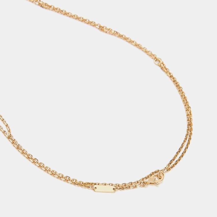 Pre Owned Van Cleef & Arpels Magic Alhambra Malachite 18k Yellow Gold Long Necklace