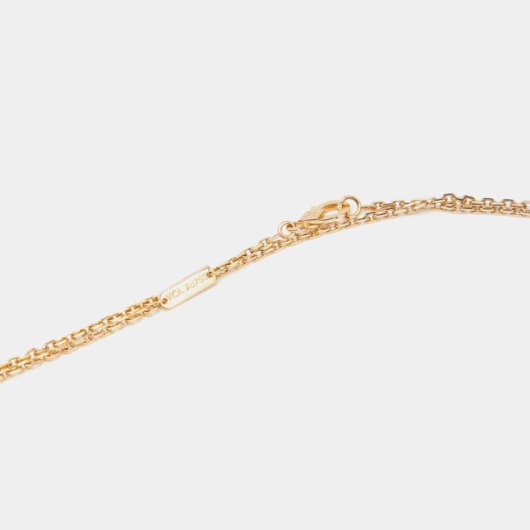 Pre Owned Van Cleef & Arpels Magic Alhambra Malachite 18k Yellow Gold Long Necklace