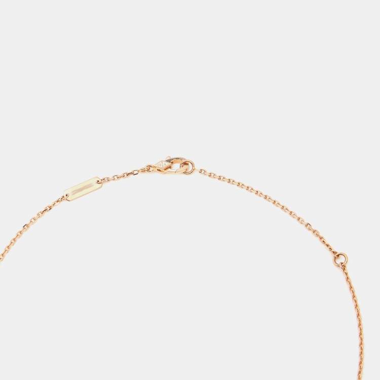 Pre Owned Van Cleef & Arpels Vintage Alhambra 2023 Holiday Limited Obsidian Diamond 18k Rose Gold Necklace