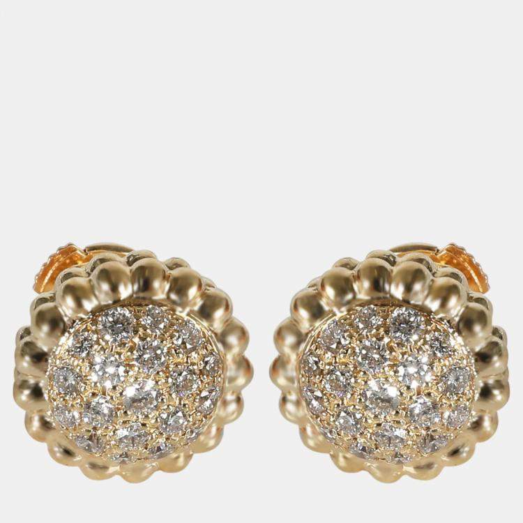 Pre Owned Van Cleef & Arpels 18k Yellow Gold Perlee Earrings