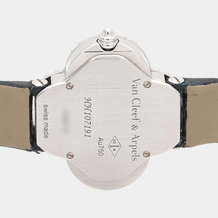 Pre Owned Van Cleef & Arpels Alhambra Quartz MOP White Gold Women's Wristwatch 25.5 mm