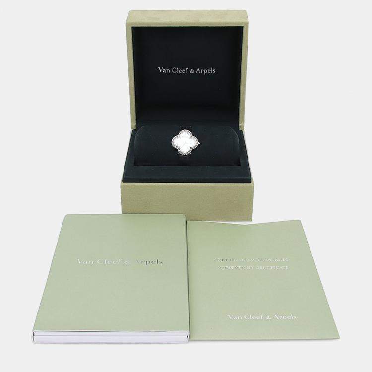 Pre Owned Van Cleef & Arpels Alhambra Quartz MOP White Gold Women's Wristwatch 25.5 mm
