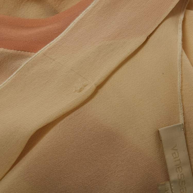 Pre Owned فستان فانيسا برونو ماكسي بلا أكمام حرير كريمي مقاس صغير (سمول)