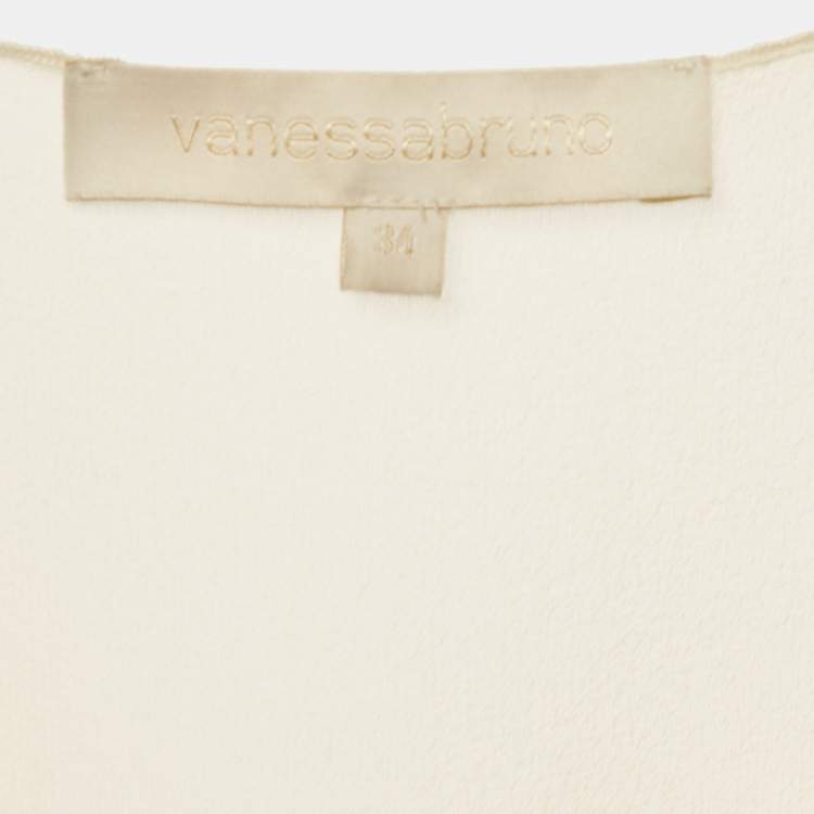 Pre Owned فستان فانيسا برونو ماكسي بلا أكمام حرير كريمي مقاس صغير (سمول)