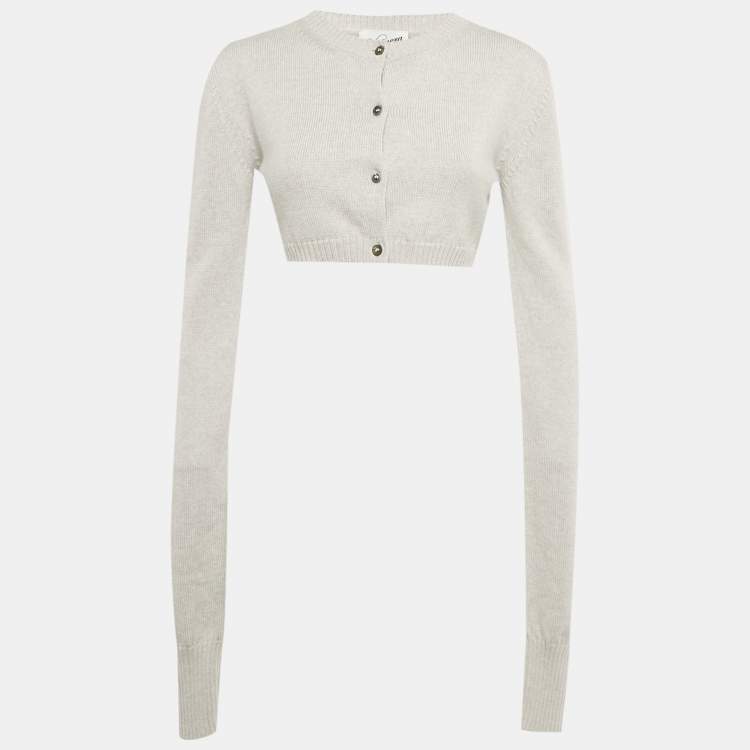 Pre Owned Vaquera Grey Sequin Detail Wool Crop Cardigan S