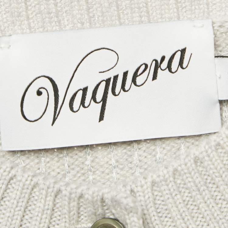 Pre Owned Vaquera Grey Sequin Detail Wool Crop Cardigan S