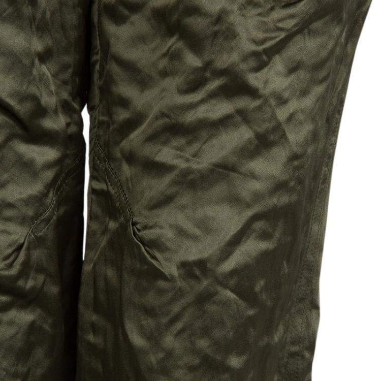 Pre Owned Vera Wang Olive Green Slipper Satin Tapered Trousers M