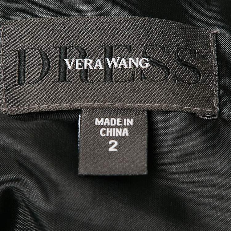 Pre Owned Vera Wang Black Floral Brocade Pleated Mini Dress S