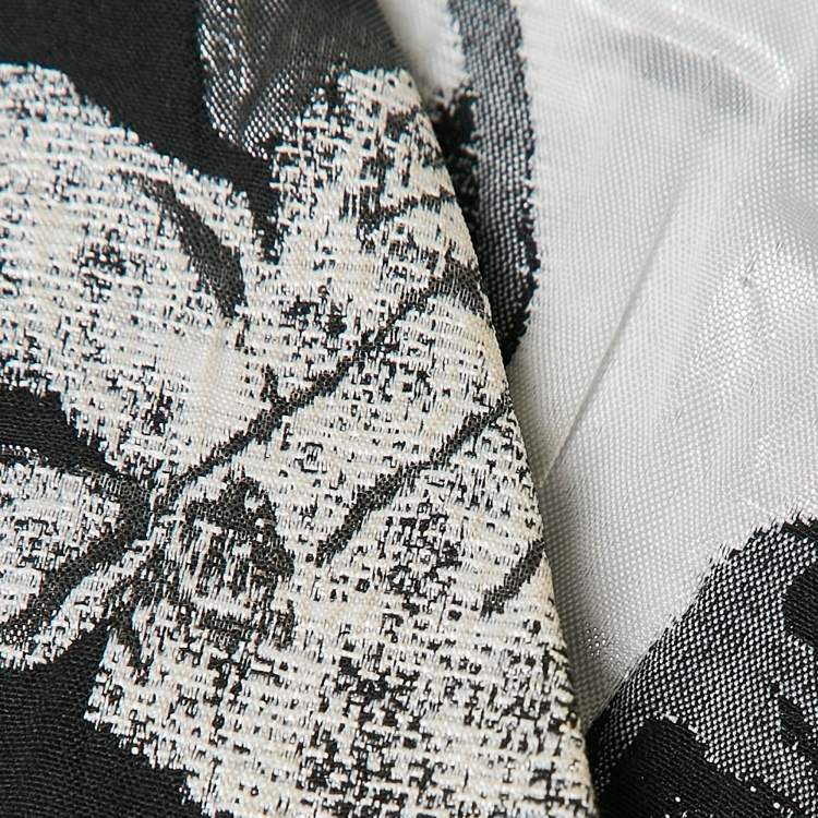 Pre Owned Vera Wang Black Floral Brocade Pleated Mini Dress S