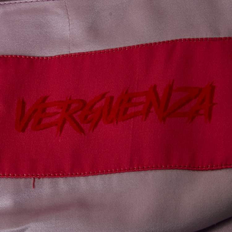 Pre Owned Verguenza Purple Satin Silk Feather Detail Mini Skirt S