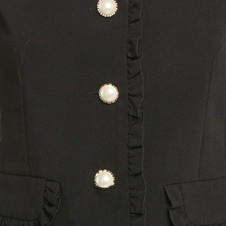 Pre Owned Veronica Virta Black Crepe & Wool Ruffle Detail Rosie Jacket XS