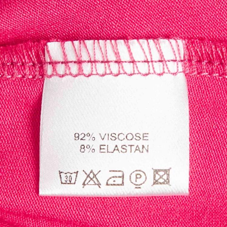 Pre Owned Veronica Virta Pink Jersey Neck Tie -Up Detail Top XS 