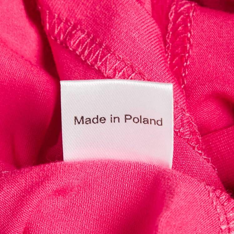 Pre Owned Veronica Virta Pink Jersey Neck Tie -Up Detail Top XS 
