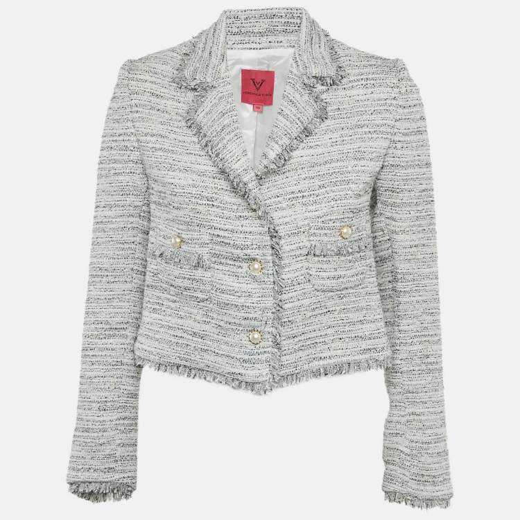 Pre Owned Veronica Virta Multicolor Lurex Tweed Cropped Blazer XS  