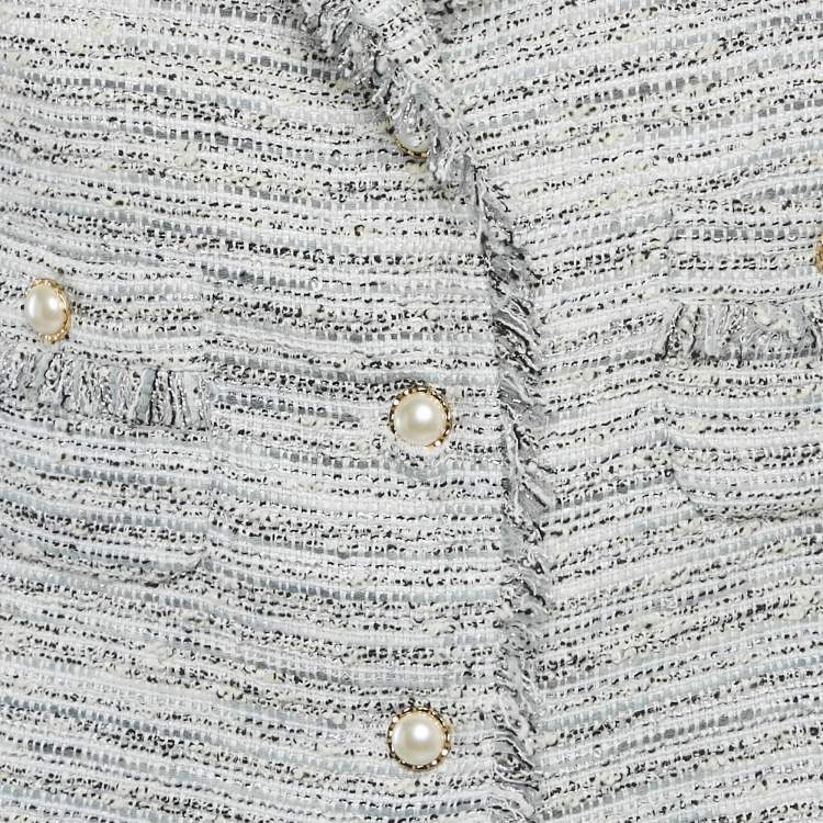 Pre Owned Veronica Virta Multicolor Lurex Tweed Cropped Blazer XS  