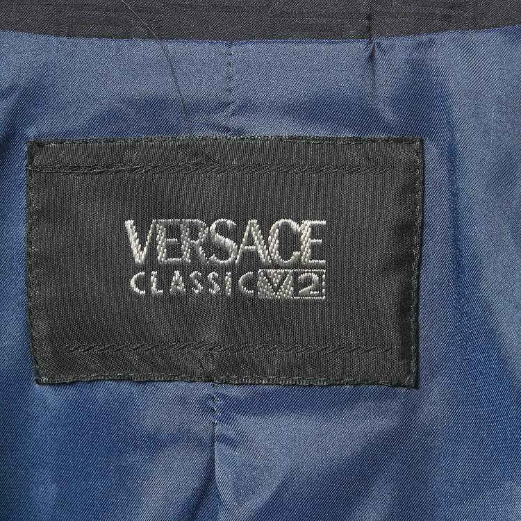 Pre Owned Versace Classic V2 Navy Blue Nylon Blazer M