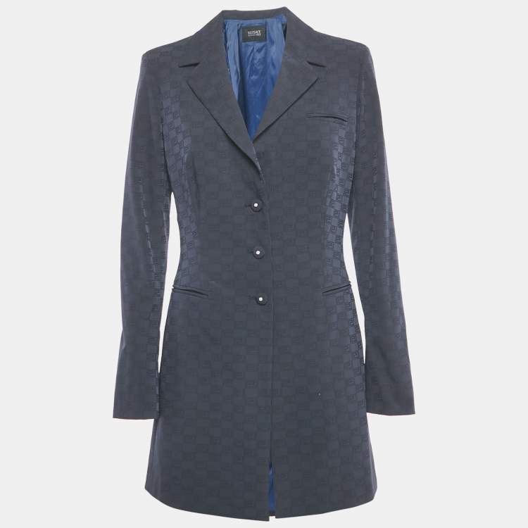 Pre Owned Versace Classic V2 Navy Blue Nylon Blazer M