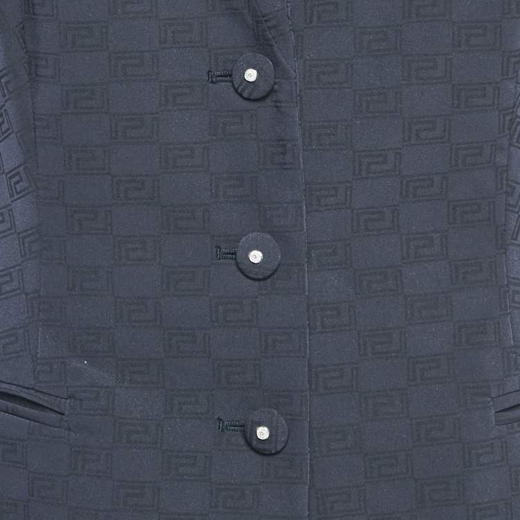 Pre Owned Versace Classic V2 Navy Blue Nylon Blazer M