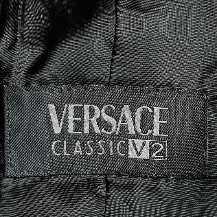 Pre Owned Versace Classic V2 Black Velvet Button Front Blazer M