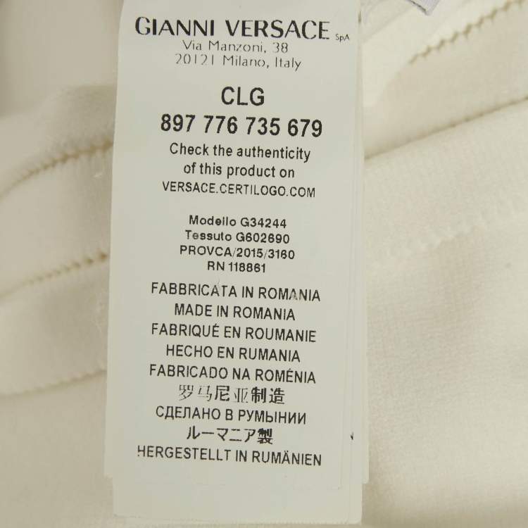 Pre Owned Versace Collection White Jersey Belt Detail Bodycon Dress S