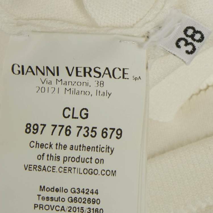 Pre Owned Versace Collection White Jersey Belt Detail Bodycon Dress S