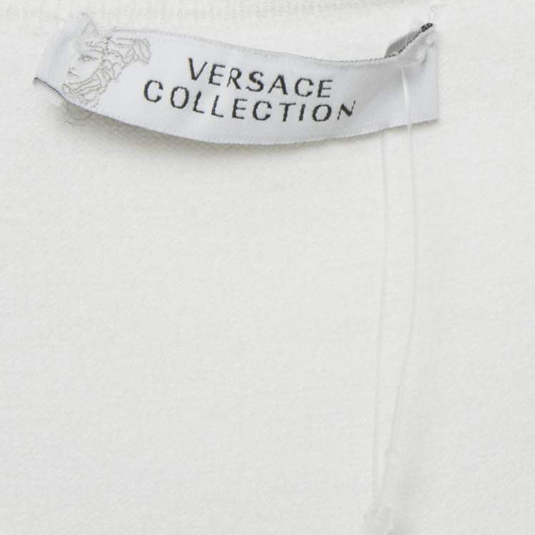 Pre Owned Versace Collection White Jersey Belt Detail Bodycon Dress S