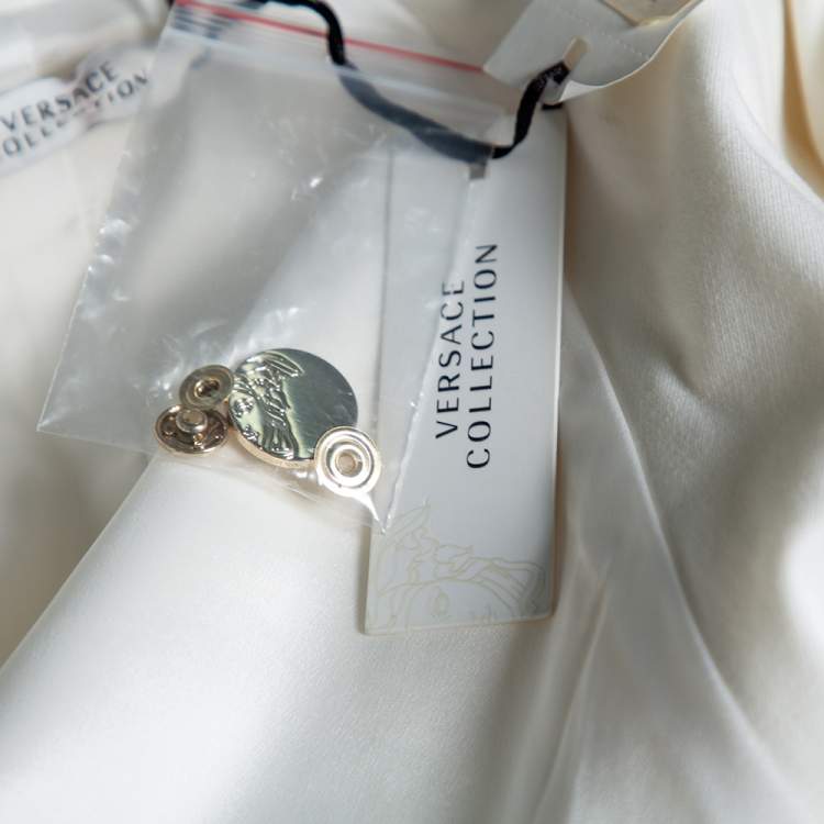 Pre Owned Versace Collection White Cotton Drawstring Elasticized Waist Detail Jacket S