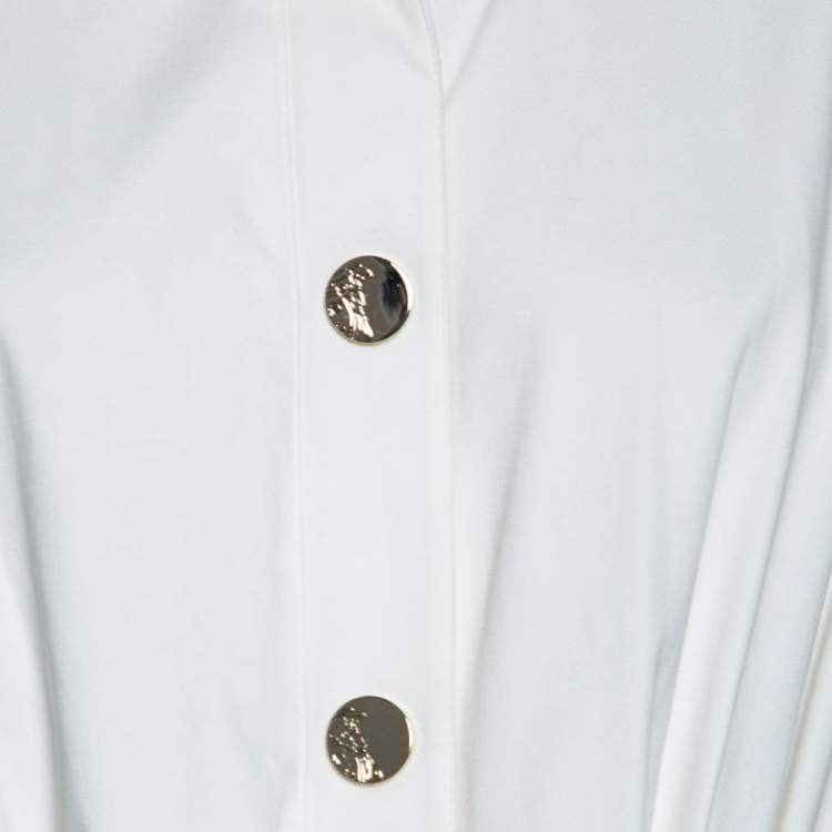 Pre Owned Versace Collection White Cotton Drawstring Elasticized Waist Detail Jacket S