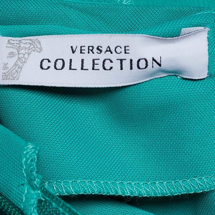 Pre Owned Versace Collection Green Jersey Long Sleeve Maxi Dress M