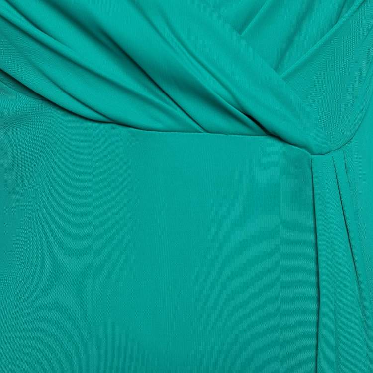 Pre Owned Versace Collection Green Jersey Long Sleeve Maxi Dress M