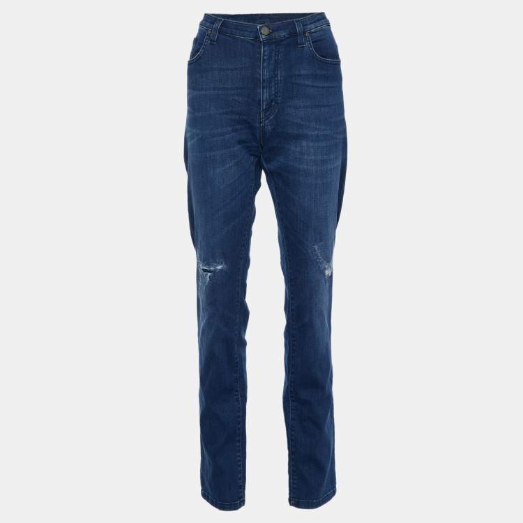 Pre Owned Versace Collection Blue Denim Slim Fit Jeans XL/Waist 32.5"