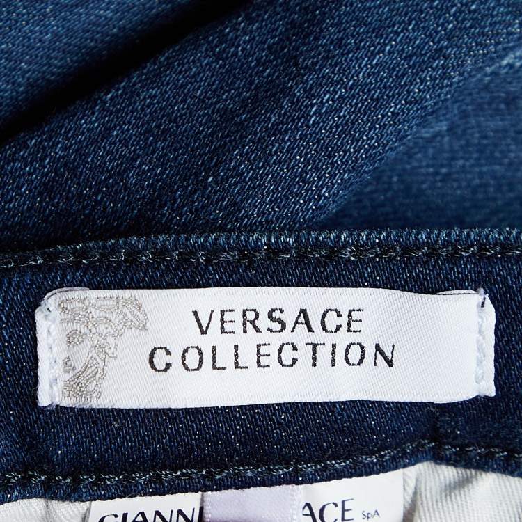 Pre Owned Versace Collection Blue Denim Slim Fit Jeans XL/Waist 32.5"