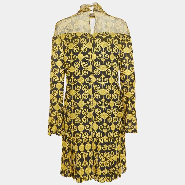 مملوكة مسبقًا Versace Collection Black Printed Full Sleeve Mini Dress M