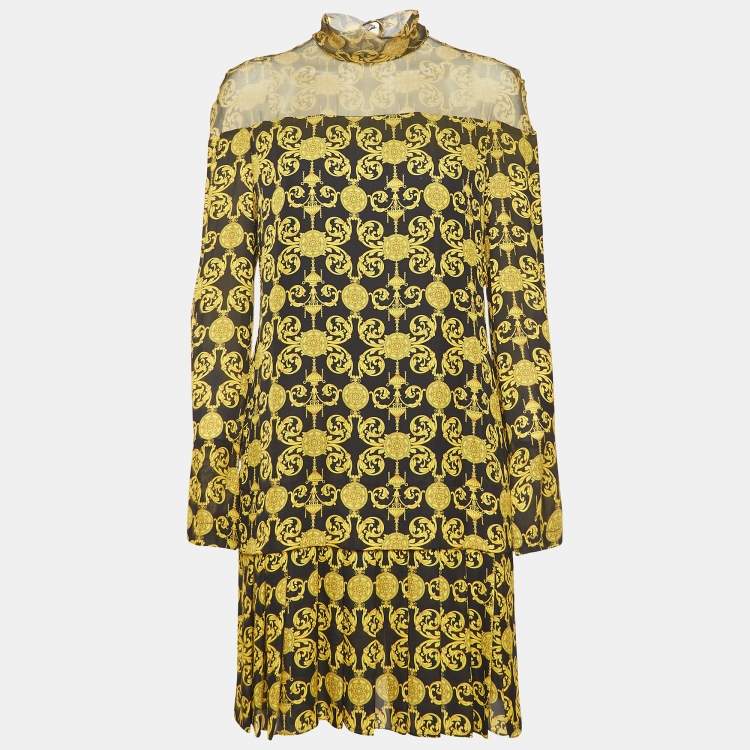 مملوكة مسبقًا Versace Collection Black Printed Full Sleeve Mini Dress M
