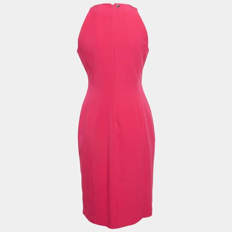 Pre Owned Versace Collection Pink Crepe Embellished Sheath Dress M