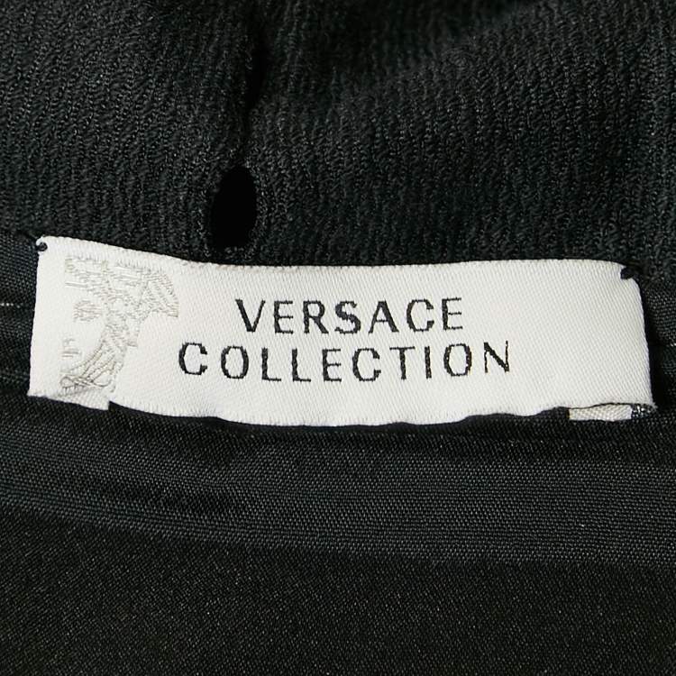Pre Owned Versace Collection Black Crepe Lace Trim Sleeveless Short Dress M