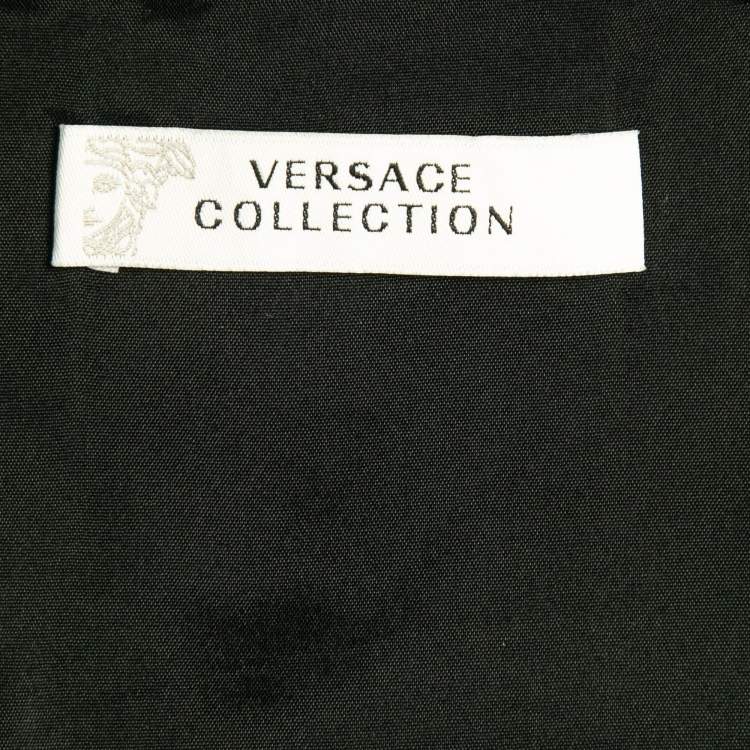 مملوكة مسبقًا Versace Collection Black Crepe Embellished Strap Detail Mini Dress M