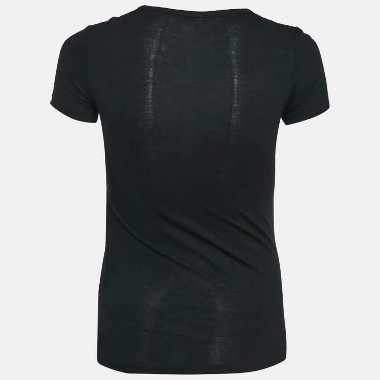 Pre Owned Versace Collection Black Jersey Medusa Embellished T-Shirt S