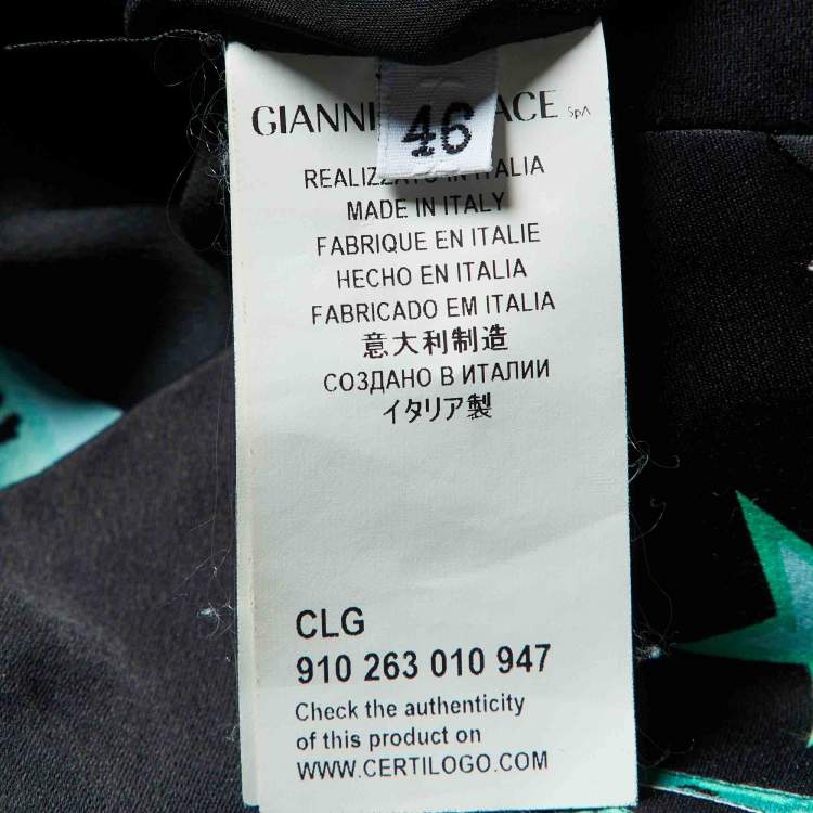 Pre Owned Versace Collection Black Printed Zip-Up Blouse Jacket L