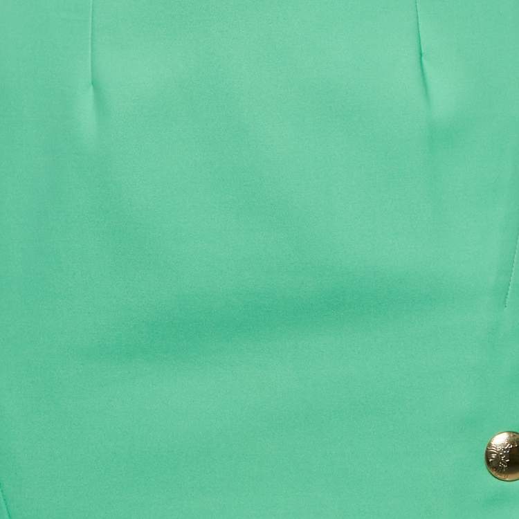 Pre Owned Versace Collection Green Cotton Blend Button Detail Pencil Skirt M