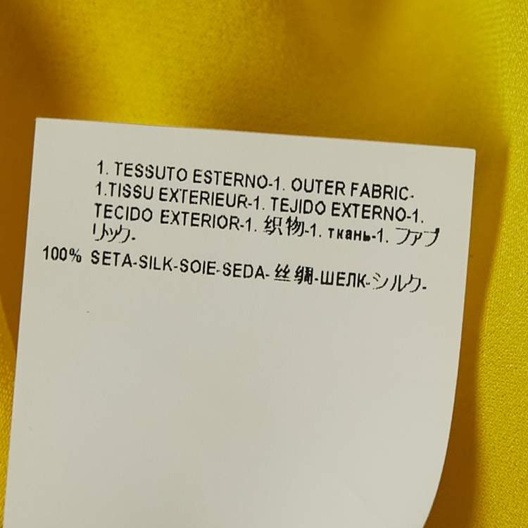 Pre Owned Versace Collection Yellow Embellished Collar Silk Short Sleeve Shirt M